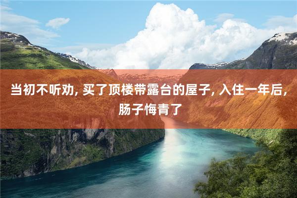 当初不听劝, 买了顶楼带露台的屋子, 入住一年后, 肠子悔青了