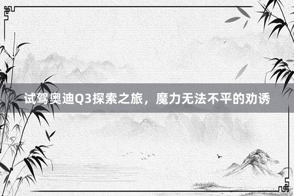 试驾奥迪Q3探索之旅，魔力无法不平的劝诱