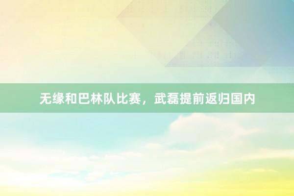 无缘和巴林队比赛，武磊提前返归国内