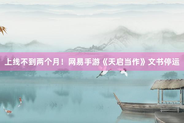 上线不到两个月！网易手游《天启当作》文书停运